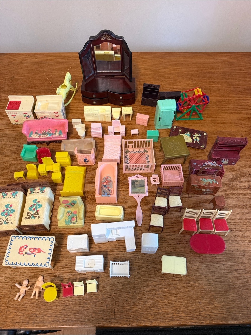 Antique miniature plastic doll house furniture
